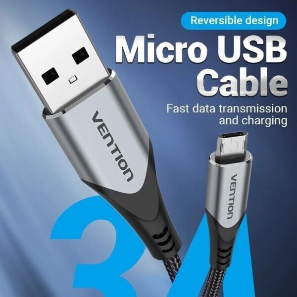 Cable USB 2.0 Vention COCHD/ USB Macho - MicroUSB Macho/ 480Mbps/ 50cm/ Negro - Imagen 2