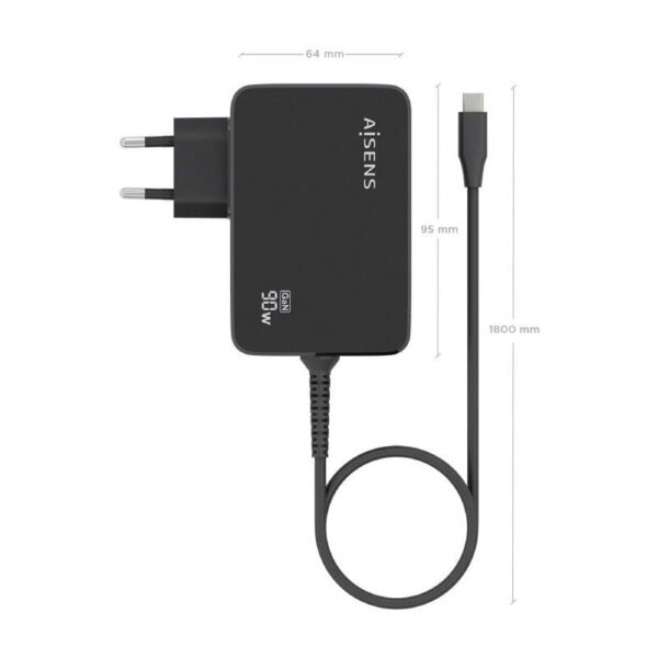 Cargador Gan de Pared Aisens ASCH-1PD90WL034-BK/ 1xUSB Tipo-C + Cable 1.8m/ 90W - Imagen 4