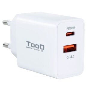 Cargador de Pared TooQ TQWC-2SC04WT/ 1xUSB Tipo-C/ 1xUSB/ 20W 8433281012042 TQWC-2SC04WT TOO-CARGA TQWC-2SC04WT