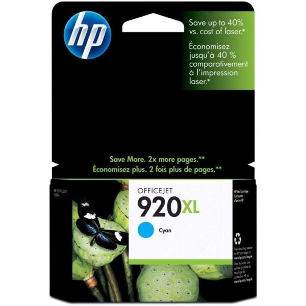 Cartucho de Tinta Original HP nº920 XL Alta Capacidad/ Cian 884420649281 CD972AE CD972AE