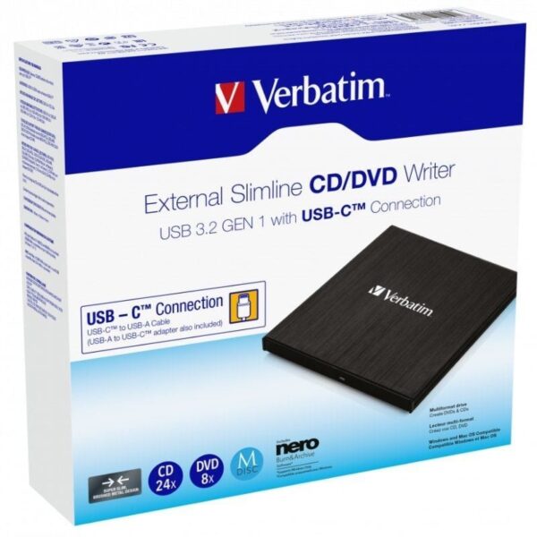 Grabadora Externa CD/DVD Verbartim 43886 conexión USB Tipo-C - Imagen 4