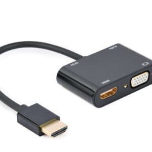 HDMI MACHO A HDMI HEMBRA + VGA HEMBRA + CABLE ADAPTADOR DE AUDIO NEGRO 8716309124409 A-HDMIM-HDMIFVGAF-01