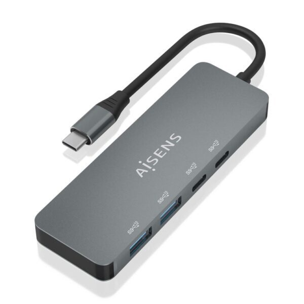 HUB AISENS USB 3.2 GEN2 10G USB-C/M-2XUSB-C/H-2XUSB-A/H 15CM GRIS 8436574708141 A109-0694