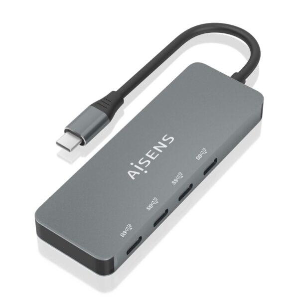 HUB AISENS USB 3.2 GEN2 10G USB-C/M-4XUSB-C/H 15CM GRIS 8436574708158 A109-0695