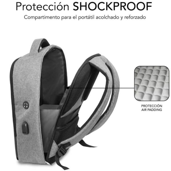 Mochila Subblim Secure V2 AP para Portátiles hasta 15.6"/ Puerto USB/ Antirrobo/ Gris - Imagen 4