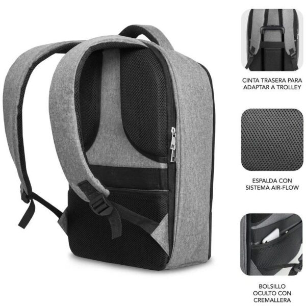 Mochila Subblim Secure V2 AP para Portátiles hasta 15.6"/ Puerto USB/ Antirrobo/ Gris - Imagen 5