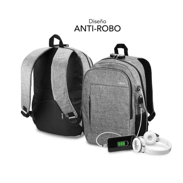 Mochila Subblim Urban Lock para Portátiles hasta 16"/ Puerto USB/ Antirrobo/ Gris - Imagen 5