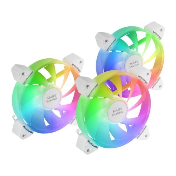 Pack 3 Ventiladores Mars Gaming MF-3A/ 12cm/ ARGB/ Blanco - Imagen 2