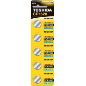 Pack de 5 Pilas de Botón Toshiba CR1620/ 3V 4904530108105 CR1620 PW BP-5N TOS-PILA CR1620 PW BP-5N