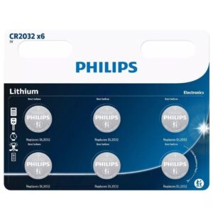 Pack de 6 Pilas de Botón Philips CR2032/ 3V 4895229106222 CR2032P6/01B PHIL-PILA CR2032P6 01B