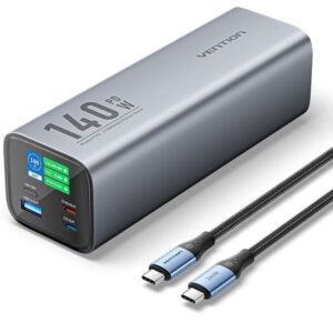 Powerbank 27000mAh Vention FHVH0/ 140W/ Gris/ Incluye Cable USB Tipo-C y Lightning 6922794786486 FHVH0 VEN-BAT FHVH0