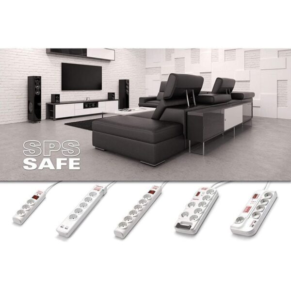 Regleta con interruptor Salicru SPS SAFE 3/ 3 Tomas de corriente/ Cable 1.5m/ Blanca - Imagen 3