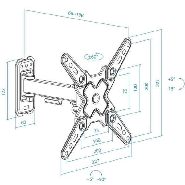 Soporte de Pared Extensible/ Giratorio/ Inclinable TooQ LP1343TN-B para TV de 13-43"/ hasta 20kg - Imagen 5