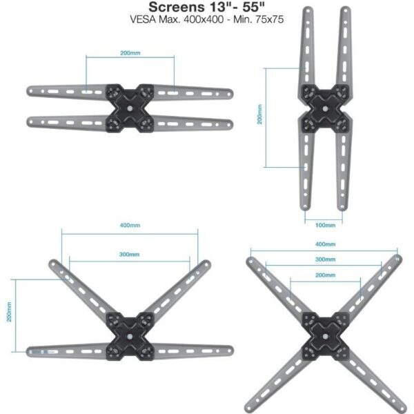 Soporte de Pared Extensible/ Giratorio/ Inclinable TooQ LP1356TN-B para TV de 13-55"/ hasta 25kg - Imagen 2