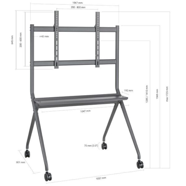 Soporte de Suelo con Ruedas Aisens FT86FE-143 para TV o Pantalla Interactiva 50"-86"/ hasta 120kg - Imagen 5