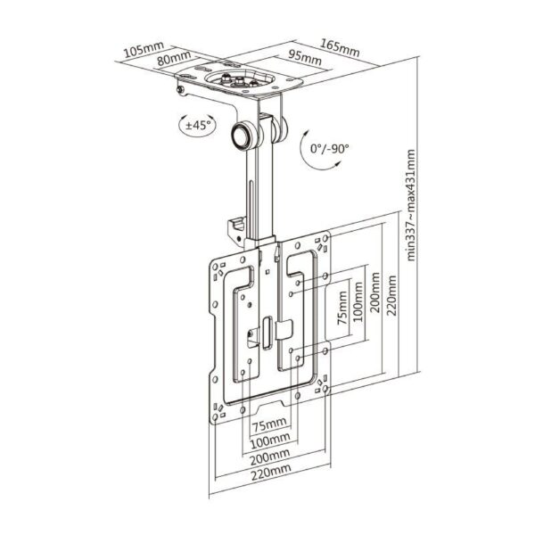 Soporte de Techo Giratorio/ Plegable Aisens CT43S-187 para TV de 19-43"/ hasta 20kg - Imagen 5