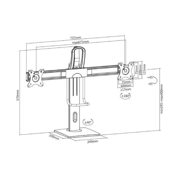 Soporte para 2 Monitores Aisens DT27TSR-065/ hasta 6kg - Imagen 5