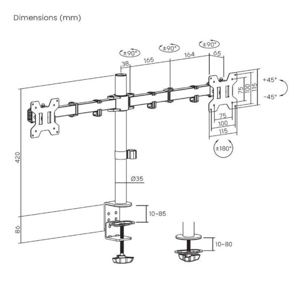 Soporte para 2 Monitores Aisens DT32TSR-279/ hasta 10kg - Imagen 4