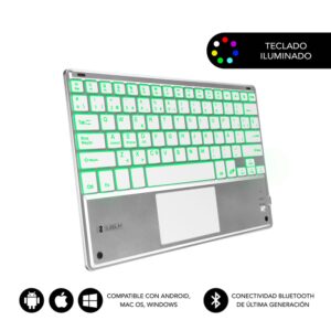 TECLADO TABLET SUBBLIM SMART BACKLIT BT KEYBOARD TOUCHPAD SILVER 8436586740603 SUB-KBT-SMBT50