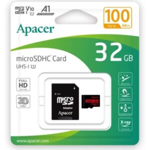 Tarjeta de Memoria Apacer 32GB microSD HC UHS 1 con Adaptador/ Clase 10/ 100MBs 4712389920881 AP32GMCSH10UB-R APA-MICROSD AP32GMCSH10UB-R