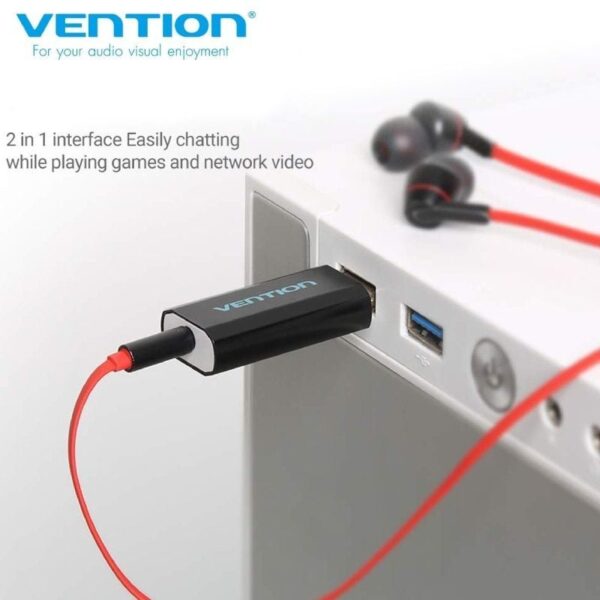 Tarjeta de Sonido Vention VAB-S15-B/ USB Macho - Jack 3.5 Hembra - Imagen 2