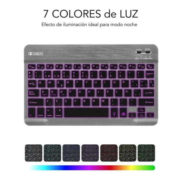 Teclado Compacto Inalámbrico por Bluetooth Subblim Smart Backlit/ Gris - Imagen 5