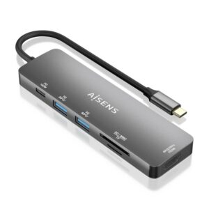 USB-C DOCK AISENS 6 EN 1 USB-C A 1XHDMI 2XUSB-A 1XUSB-C PD 100W 15CM 8436574709964 ASUC-6P016-GR