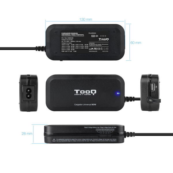 Cargador portatil universal tooq tqlc - 90bs02m 90w 1 x usb 12c negro - Imagen 4