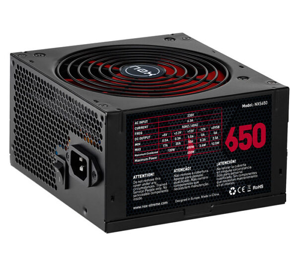 8436532161988 | P/N: NXS650 | Cod. Artículo: DSP0000002543 Fuente alimentacion nox nx650 gaming atx 650w negro