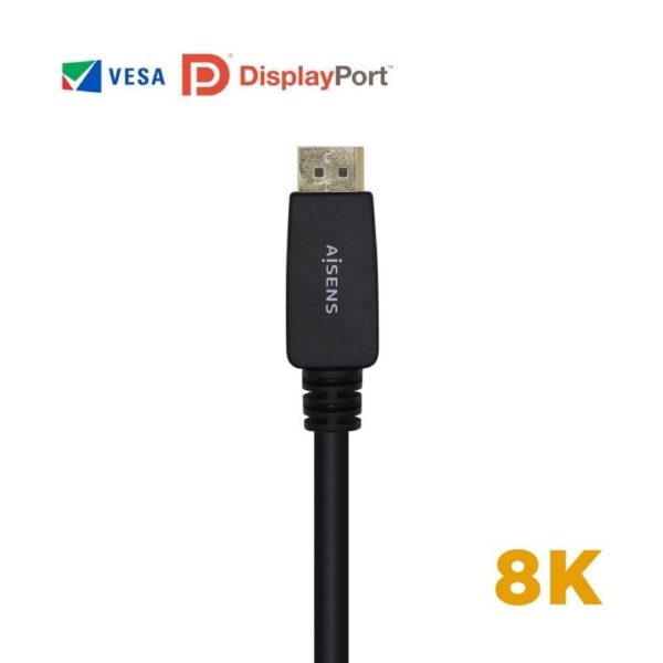 Cable DisplayPort 1.4 8K Aisens A149-0433/ DisplayPort Macho - DisplayPort Macho/ 3m/ Certificado/ Negro - Imagen 2