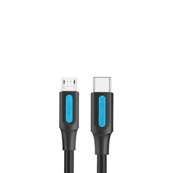 Cable USB 2.0 Tipo-C Vention COVBF/ USB Tipo-C Macho - MicroUSB Macho/ Hasta 10W/ 480Mbps/ 1m/ Negro - Imagen 2