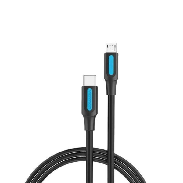 Cable USB 2.0 Tipo-C Vention COVBF/ USB Tipo-C Macho - MicroUSB Macho/ Hasta 10W/ 480Mbps/ 1m/ Negro - Imagen 3