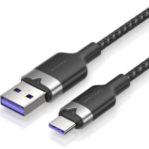 Cable USB 2.0 Tipo-C Vention CTOBH/ USB Tipo-C Macho - USB Macho/ Hasta 100W/ 480Mbps/ 2m/ Negro 6922794709652 CTOBH VEN-CAB CTOBH