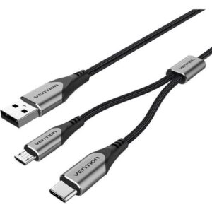 Cable USB 2.0 Vention CQGHD/ USB Tipo-C Macho/ MicroUSB Macho - USB Macho/ 50cm/ Negro 6922794752917 CQGHD VEN-CAB CQGHD