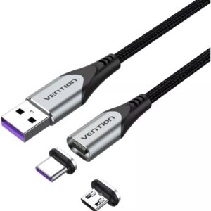 Cable USB 2.0 Vention CQNHD/ USB Macho/ MicroUSB Macho - USB Tipo-C Macho/ 50cm/ Gris 6922794752764 CQNHD VEN-CAB CQNHD