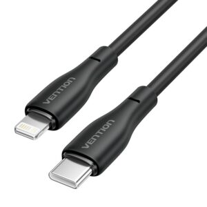 Cable USB Tipo-C Lightning Vention H28BF/ USB Tipo-C Macho - Lightning Macho/ 27W/ 480Mbps/ 1m/ Negro 6922794785380 H28BF VEN-CAB H28BF