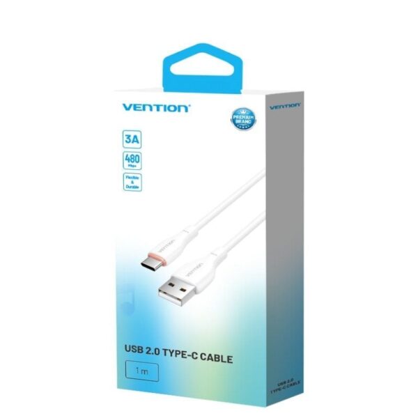 Cable USB Tipo-C Vention H25WF/ USB Tipo-C Macho - USB Macho/ 15W/ 480Mbps/ 1m/ Blanco - Imagen 3