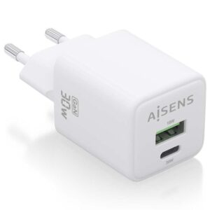 Cargador Gan de Pared Aisens ASCH-30W2P037-W/ 1xUSB Tipo-C/ 1xUSB/ 30W 8435739901281 ASCH-30W2P037-W AIS-CARGA ASCH-30W2P037-W