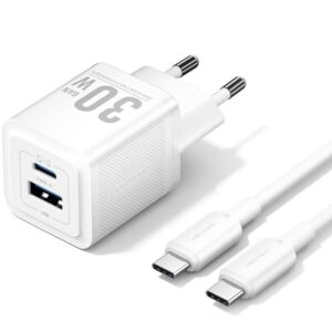 Cargador Gan de Pared Vention TZ-FEQW0-EU-01/ 1xUSB Tipo-C/ 1xUSB + Cable USB Tipo-C/ 30W 6922794786387 TZ-FEQW0-EU-01 VEN-CARGA TZ-FEQW0-EU-01