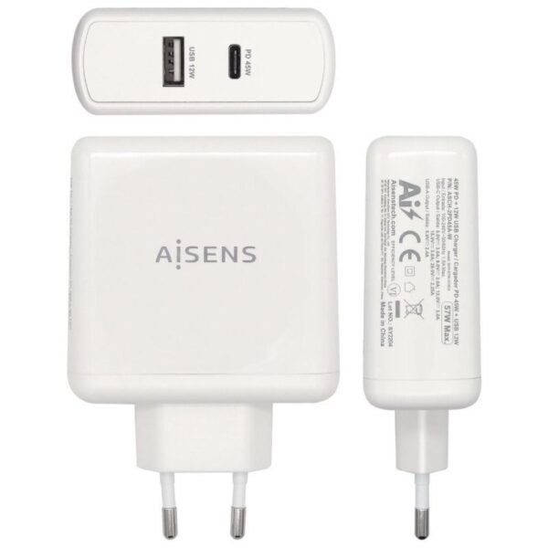 Cargador de Pared Aisens ASCH-2PD45A-W/ 1xUSB Tipo-C/ 1x USB/ 57W - Imagen 2