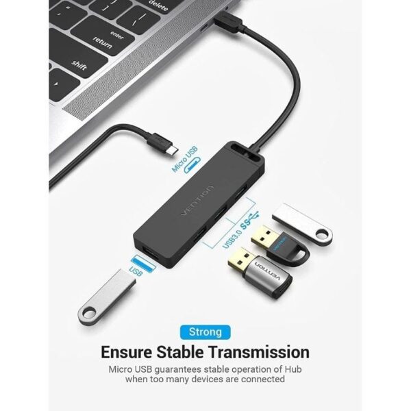 Hub USB Tipo-C Vention TGKBF/ 4xUSB/ 1xMicroUSB PD/ 1m - Imagen 5