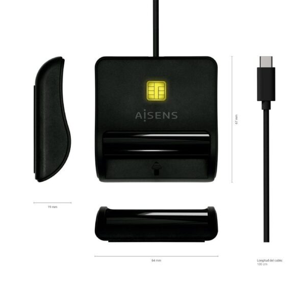 Lector de DNI USB Tipo-C Aisens ASCR-SN03C-BK/ Negro - Imagen 5