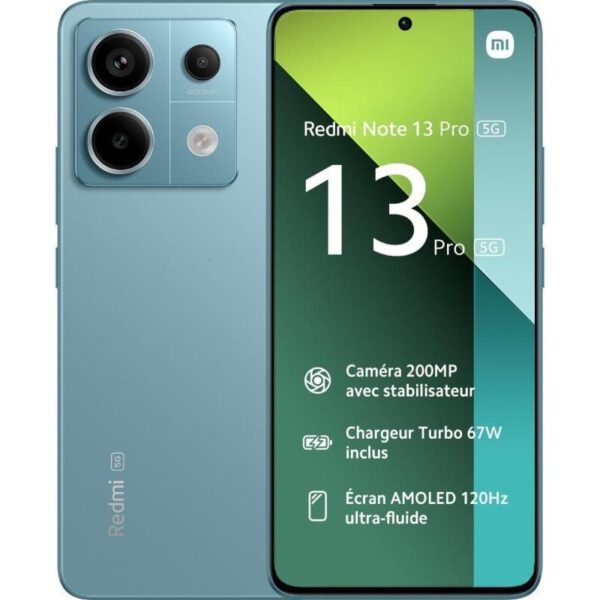 Smartphone Xiaomi Redmi Note 13 Pro NFC 8GB/ 256GB/ 6.67"/ 5G/ Verde Azulado 6941812750674 MZB0FFAEU XIA-SP NOTE13P 5G 8-256 BL