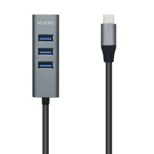HUB AISENS USB 3.1 USB-C USB-C/M-4XTIPO A/H GRIS 10CM 8436574705553 A109-0508