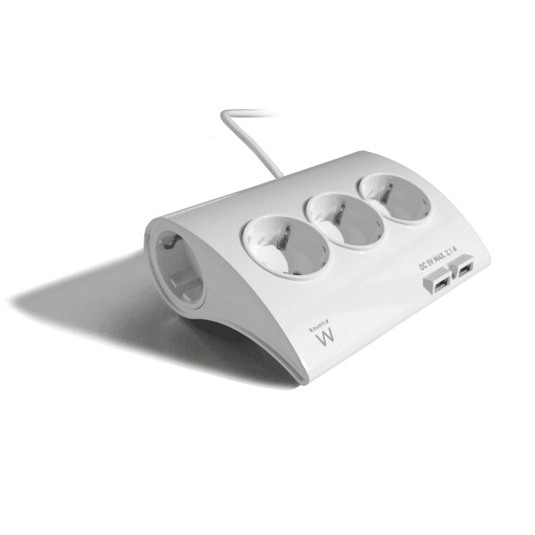 REGLETA EWENT 5 TOMAS SHUKO 16A SOBREMESA 2 PUERTOS USB 1.5M BLANCA 8056045879851 EW3935