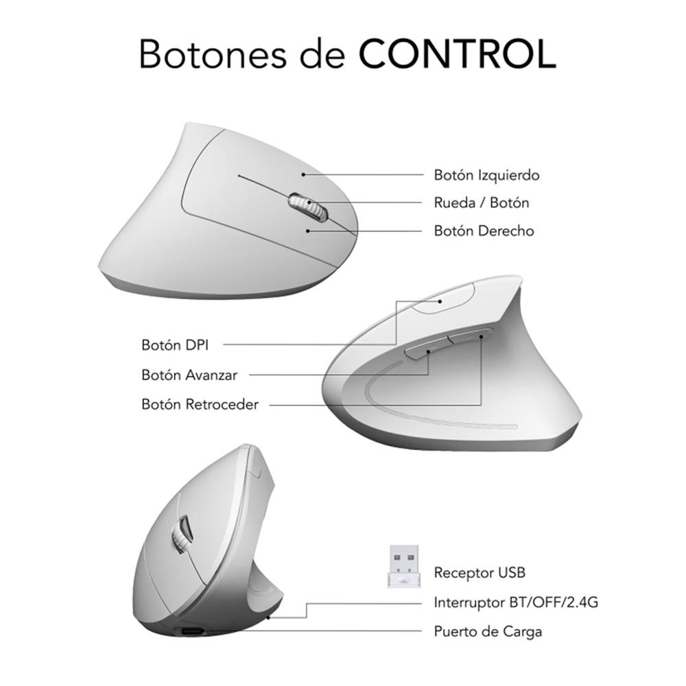 Raton inalambrico subblim glide vertical ergo blanco - Imagen 2