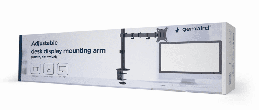 ADJUSTABLE DESK DISPLAY MOUNTING ARM ROTATE TILT SWIVEL 17''-32'' UP TO 9 KG 8716309126069 MA-D1-01