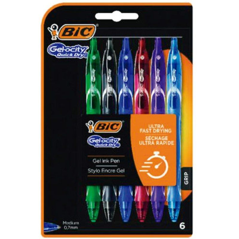 Bolígrafos de Tinta de Gel Retráctil Bic Gelocity Quick Dry 964769/ 6 unidades/ Surtidos 3086123537576 964769 BIC-GELOCITY QDRY 964769 6U