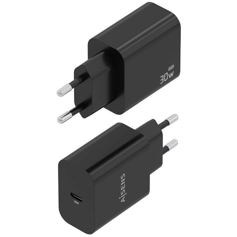 Cargador-de-Pared-GaN-Aisens-A110-0941-1xUSB-Tipo-C-30W-Negro-8435739902905-A110-0941-AIS-CARGA-A110-0941-1 Cargador-de-Pared-GaN-Aisens-A110-0941-1xUSB-Tipo-C-30W-Negro-8435739902905-A110-0941-AIS-CARGA-A110-0941-1