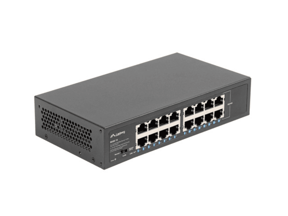 SWITCH LANBERG 16 PUERTOS GIGABIT ETHERNET RACK 10"/19" 5901969429015 RSGE-16